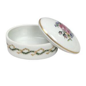 Haviland Limoges France Vintage Hand Painted Roses Floral Porcelain Trinket Box